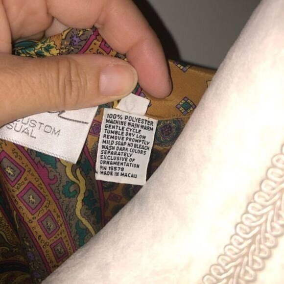 Schrader Sport Custom Casual Skirt Top Set Size 8 Gold Green Paisley Elastic Bow - Picture 12 of 14